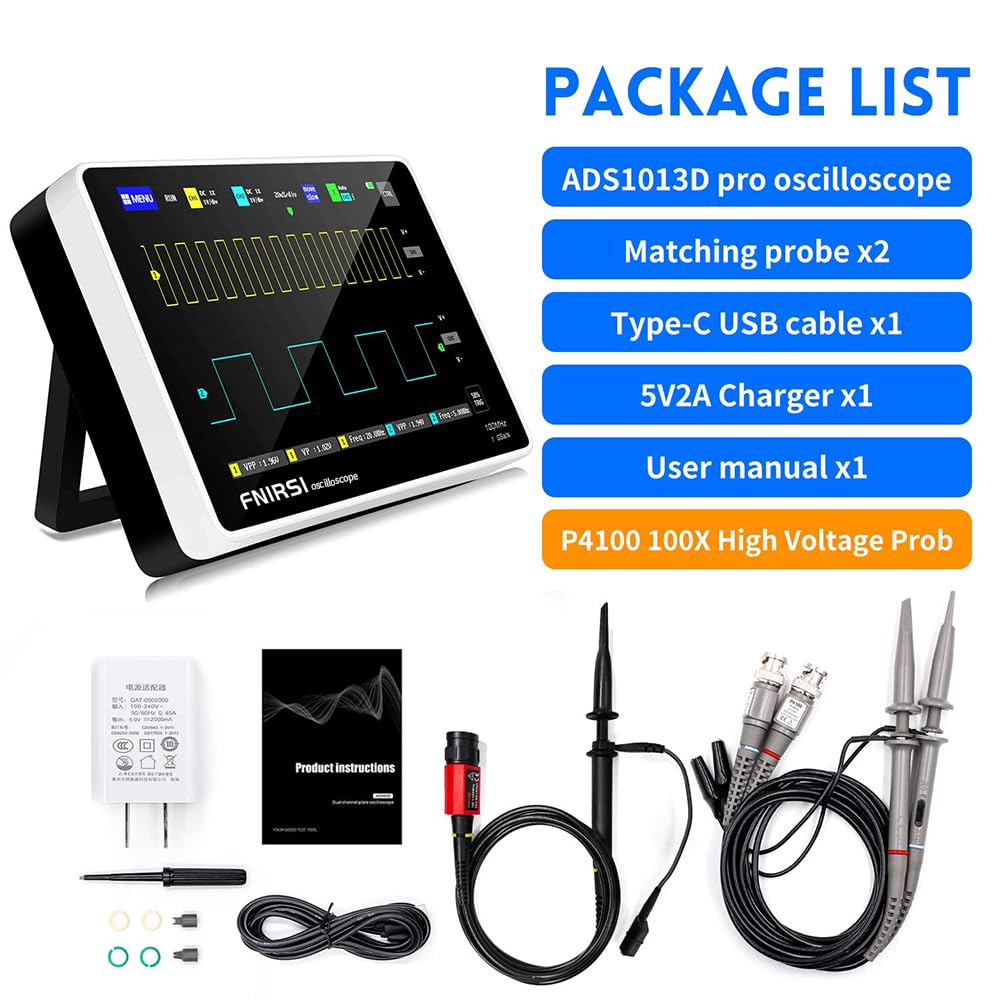 FNIRSI 1013D Plus 100MHz Oscilloscope, 2 Channel Oscilloscope 7" TFT Touch