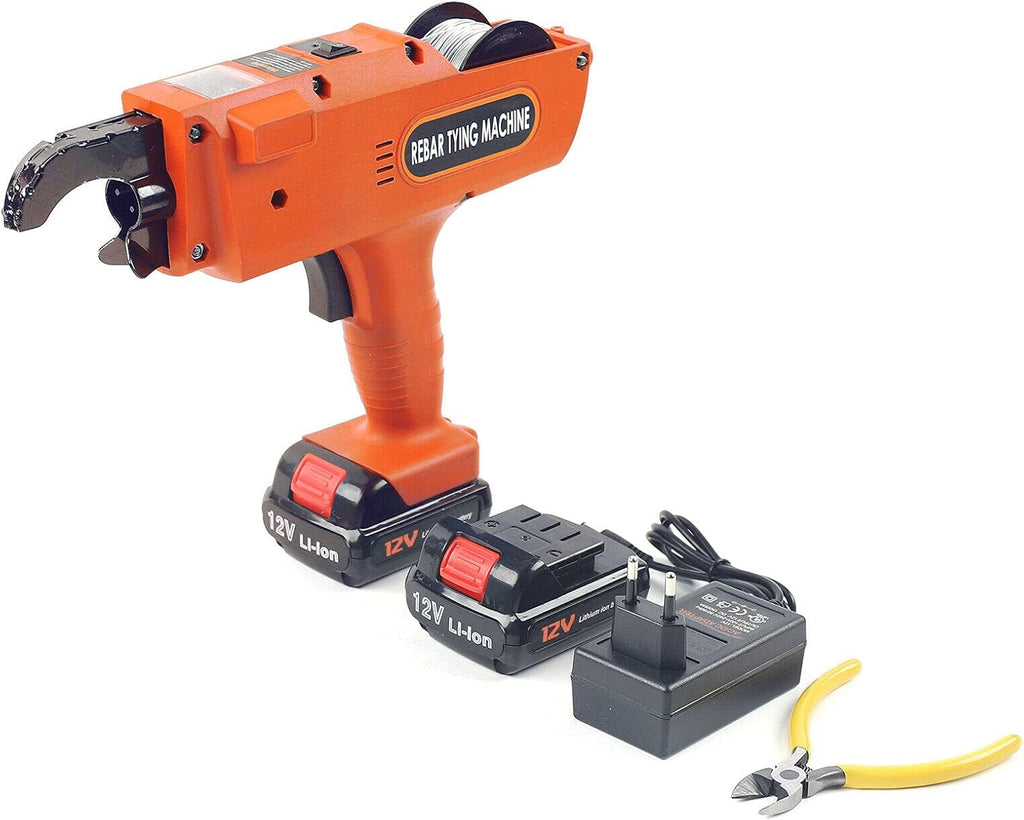 Automatic Rebar Tier Tying Machine, 8-34mm 12V Handheld Rebar Tier Gun Steel Bar Rod Tying Banding Tool Kits Steel