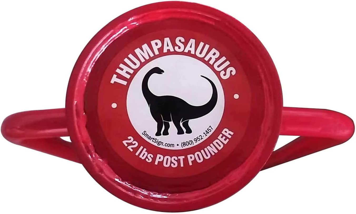 Post Driver, Heavy Duty 22 lb Steel Post Pounder for Sign Posts/U-Channels/Fence Posts, Red