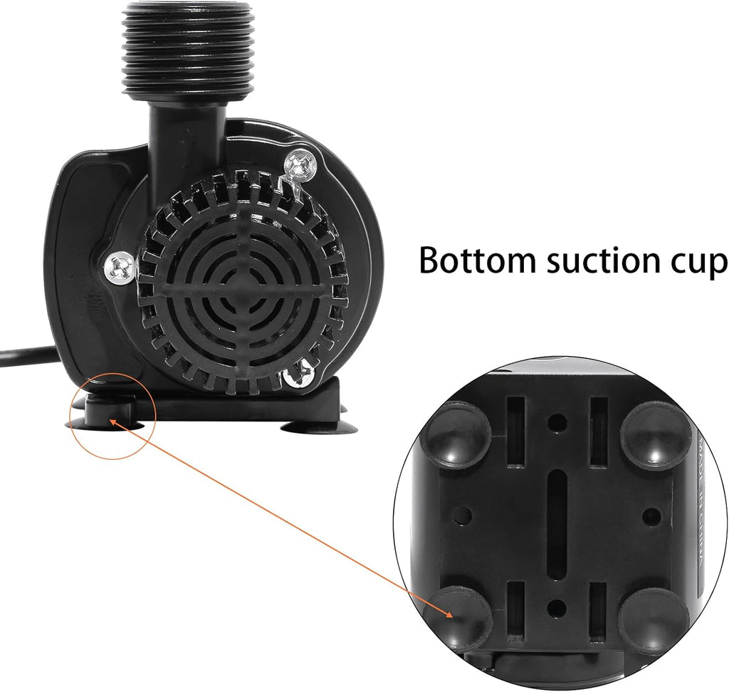 12V Submersible Water Pump, Adjustable Flow 210 GPH for Aquarium/Fountain/Hydroponics, Quiet DC Pump with Brass