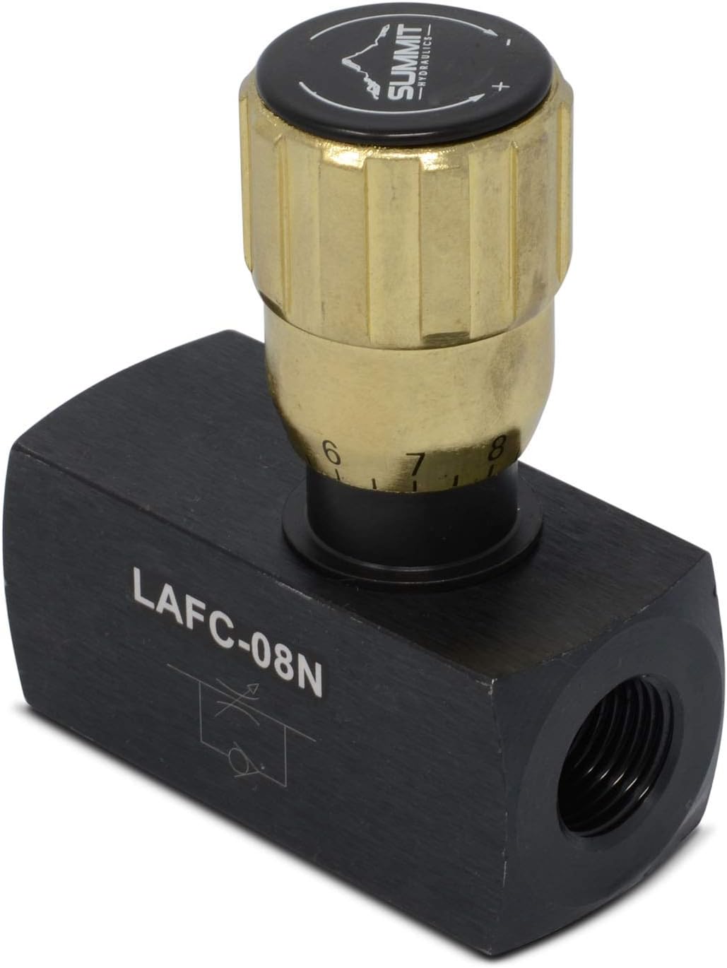 Summit Hydraulics Hydraulic In-Line Adjustable Variable Flow Control Valve w/Free Rev Flow, 1/2” NPT