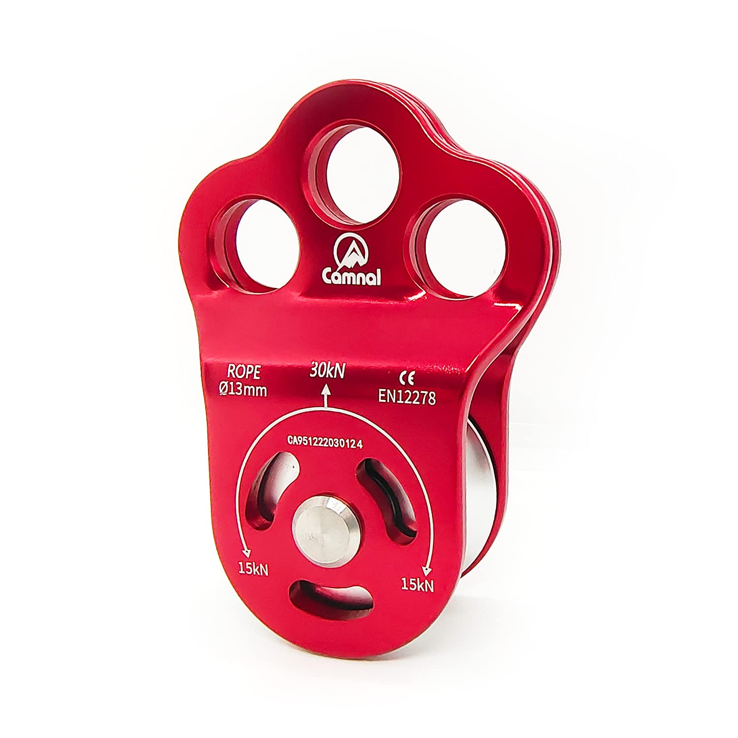 30KN Climbing Single Pulley Climbing Three Hole Hitch Pulley Climbing Bearing Pulley, Hauling Pulley for Rock