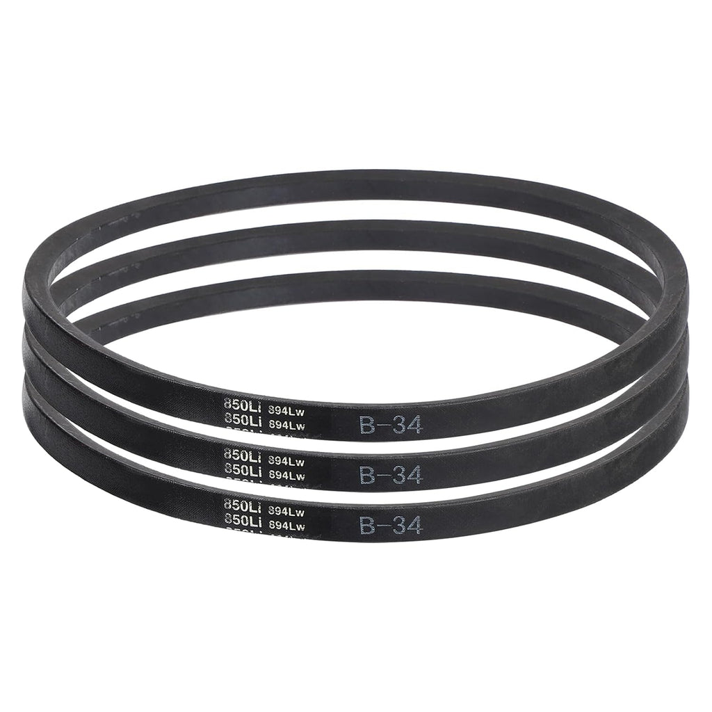 uxcell 3 Pack B34 Classic Wrapped V-Belt, 36" Outside Circumference, Black Rubber Industrial V-Belt