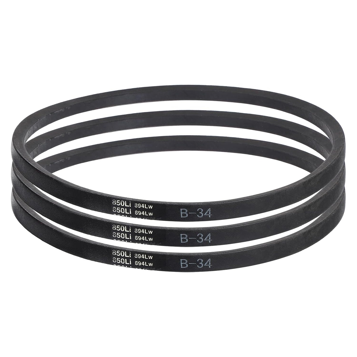 uxcell 3 Pack B34 Classic Wrapped V-Belt, 36" Outside Circumference, Black Rubber Industrial V-Belt
