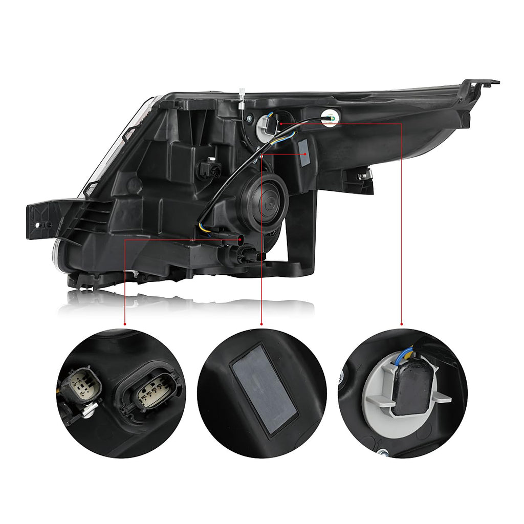 Pair Black Headlights Compatible With 2011-2015 Ford Explorer