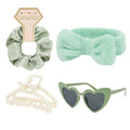 4PCS Bridesmaid Proposal Gift Set Heart Sunglasses Pearl Hair Claw Clip Satin Hair Scrunchies Bridesmaid Spa Headband