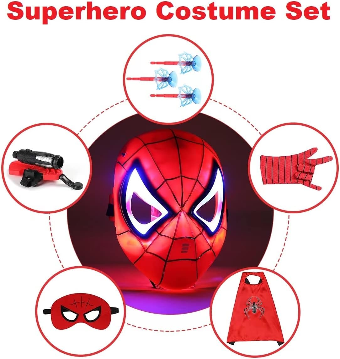 Superhero Costume Masks Capes Boys Web Shooter Toys For Kids Boys Girls | Web Goves Costume Toy for Christmas