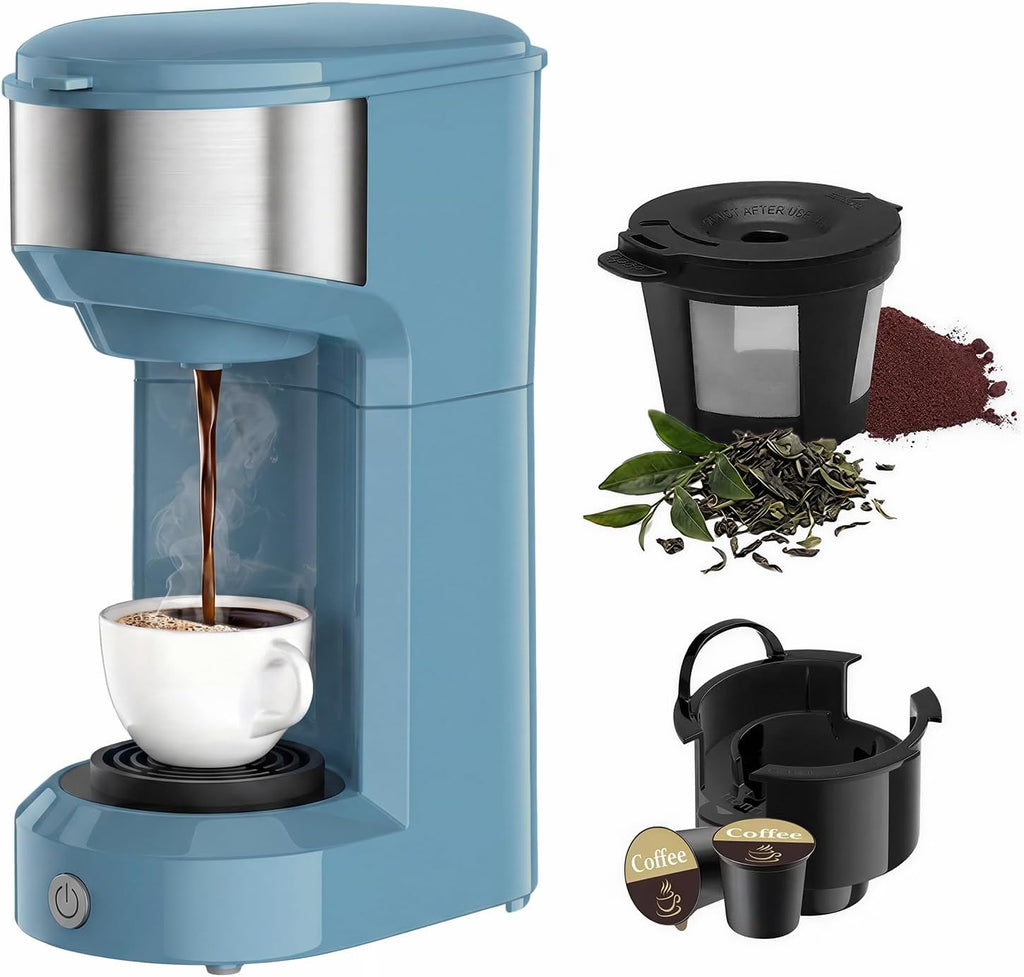 Single Serve Coffee Maker, 2 in 1 Brewer for K Pod & Ground Coffee, 90s Rapid Brew 6 to 14oz Capacities with Auto