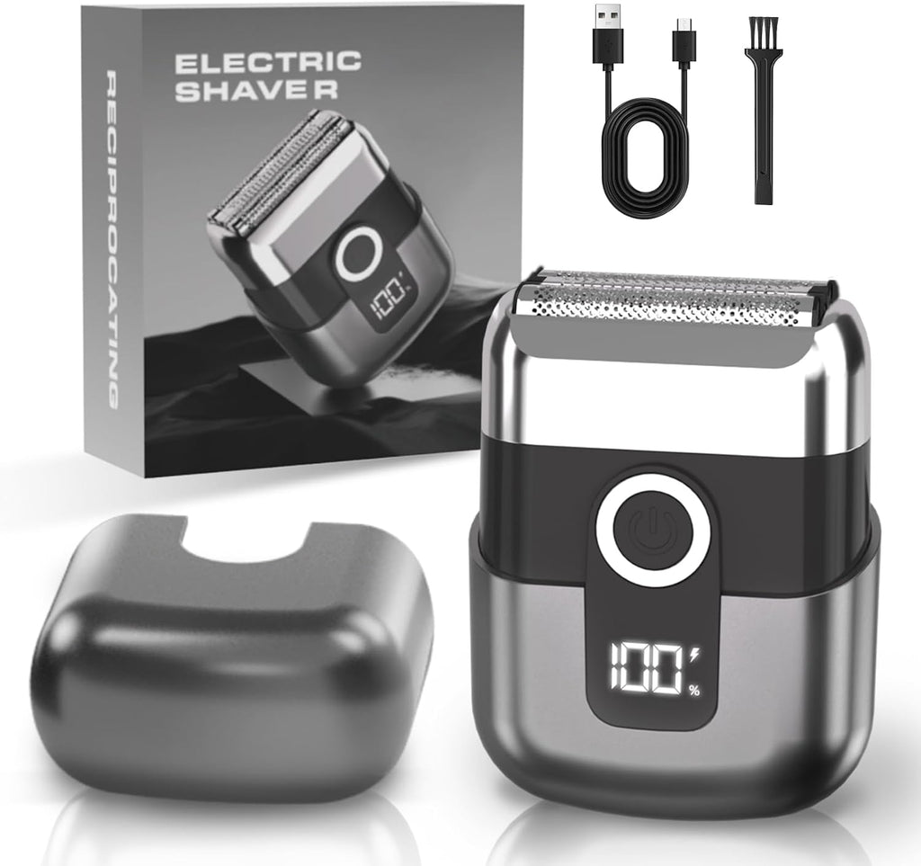 Foil Shavers for Men, Mini Electric Razor for Face | 3 Floating Blades; LED Display; IPX7 Waterproof; Wet Dry Use;