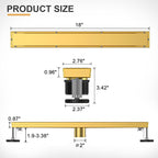 18 Inch Linear Shower Drain, with Tile Insert Grate (Brushed Gold)