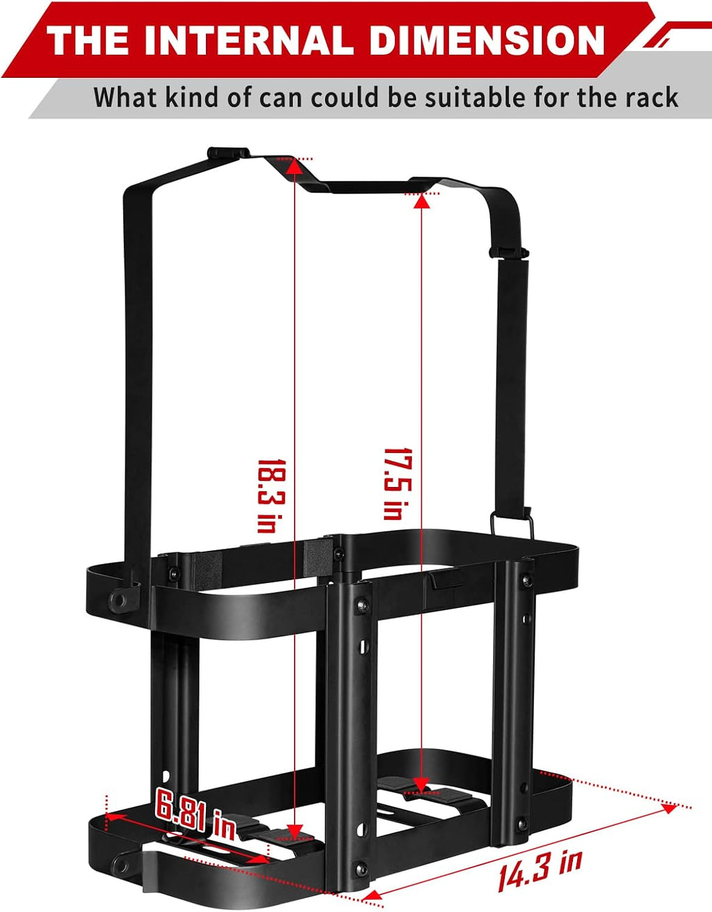 2024 Upgrade 5 Gallon Jerry Can Mount Holder | Lockable Jerry Gas Can Holder Rack, 20 Liter, Reinforced Welding
