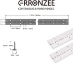 2PCS Piano Hinge 12 Inch Long x 1.5 Inch Open Width