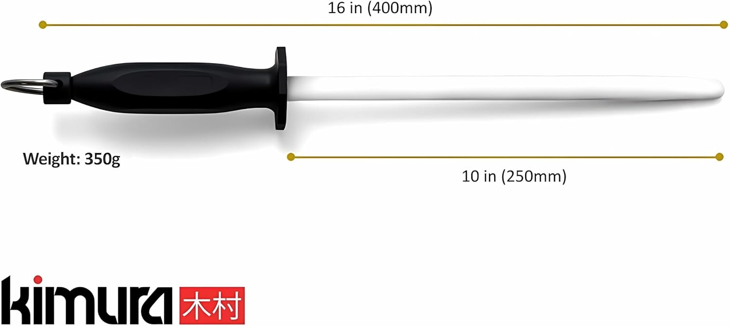 Professional Ceramic Honing Rod, 10 inch Honing Steel, Ceramic Knife Sharpener, 1200 Grit Finish, Ergonomic &