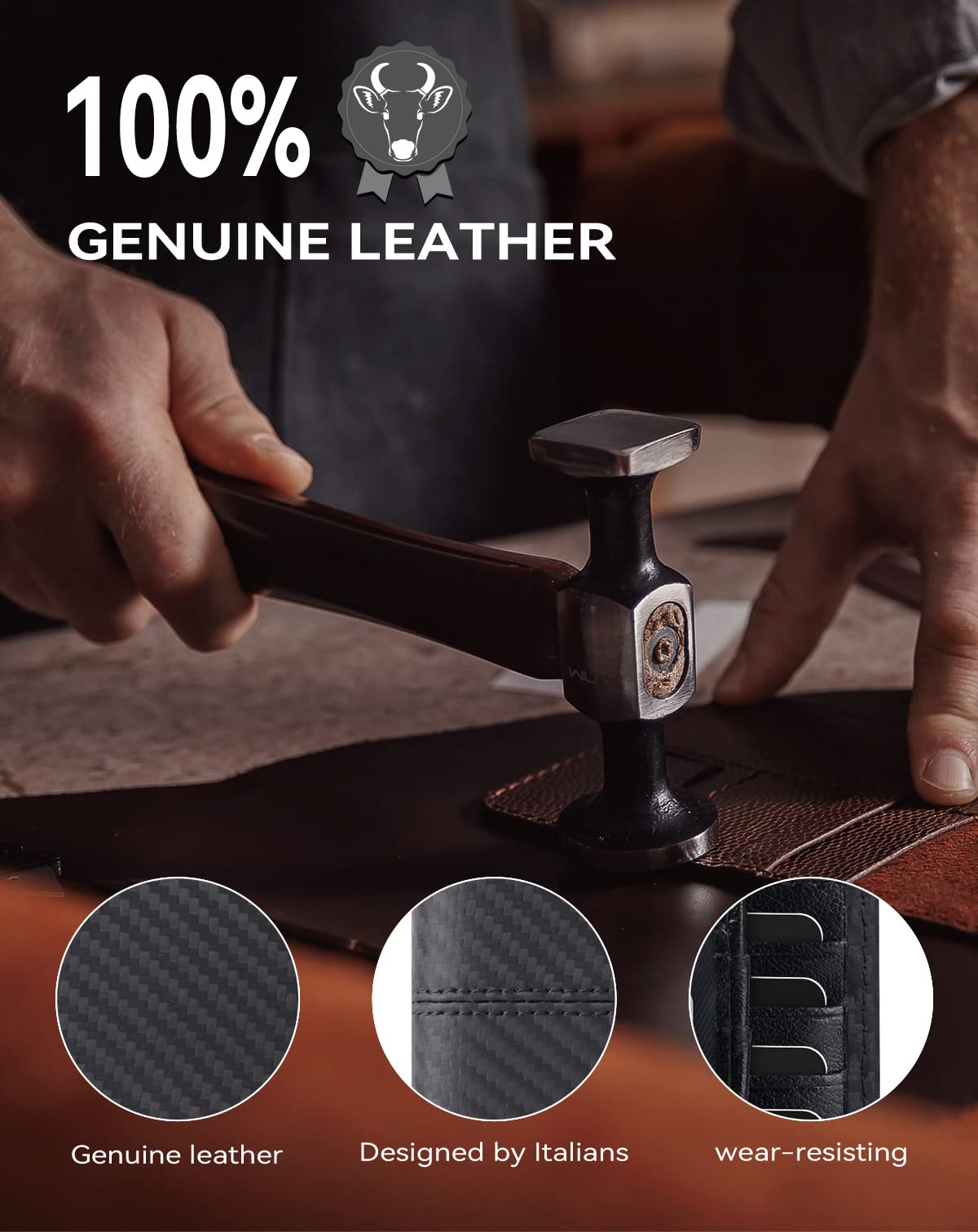 Mens Wallet Rfid Blocking Leather Wallet for Men Bifold Wallets