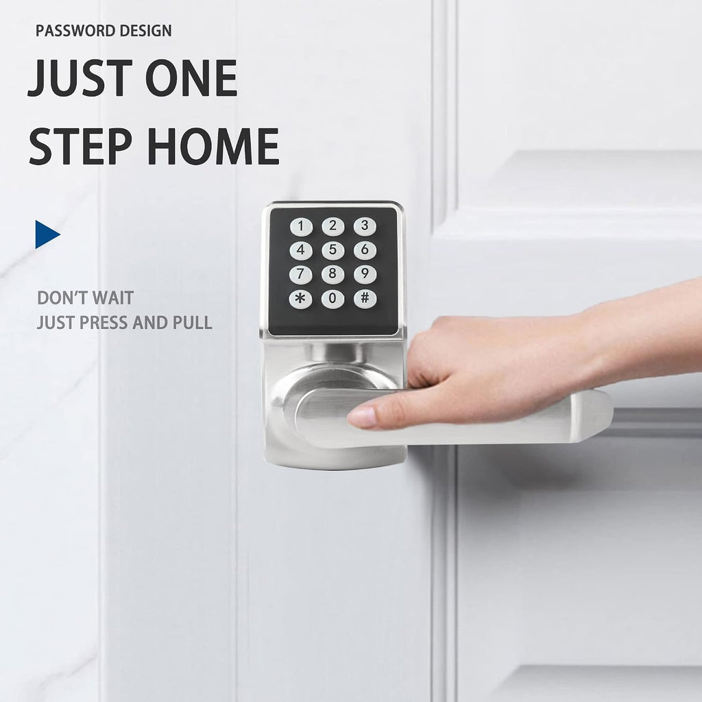 Keyless Entry Door Lock with Handle - Keypad Door Lock with Handle for Front Door, Digital Code Lock with Fob Card