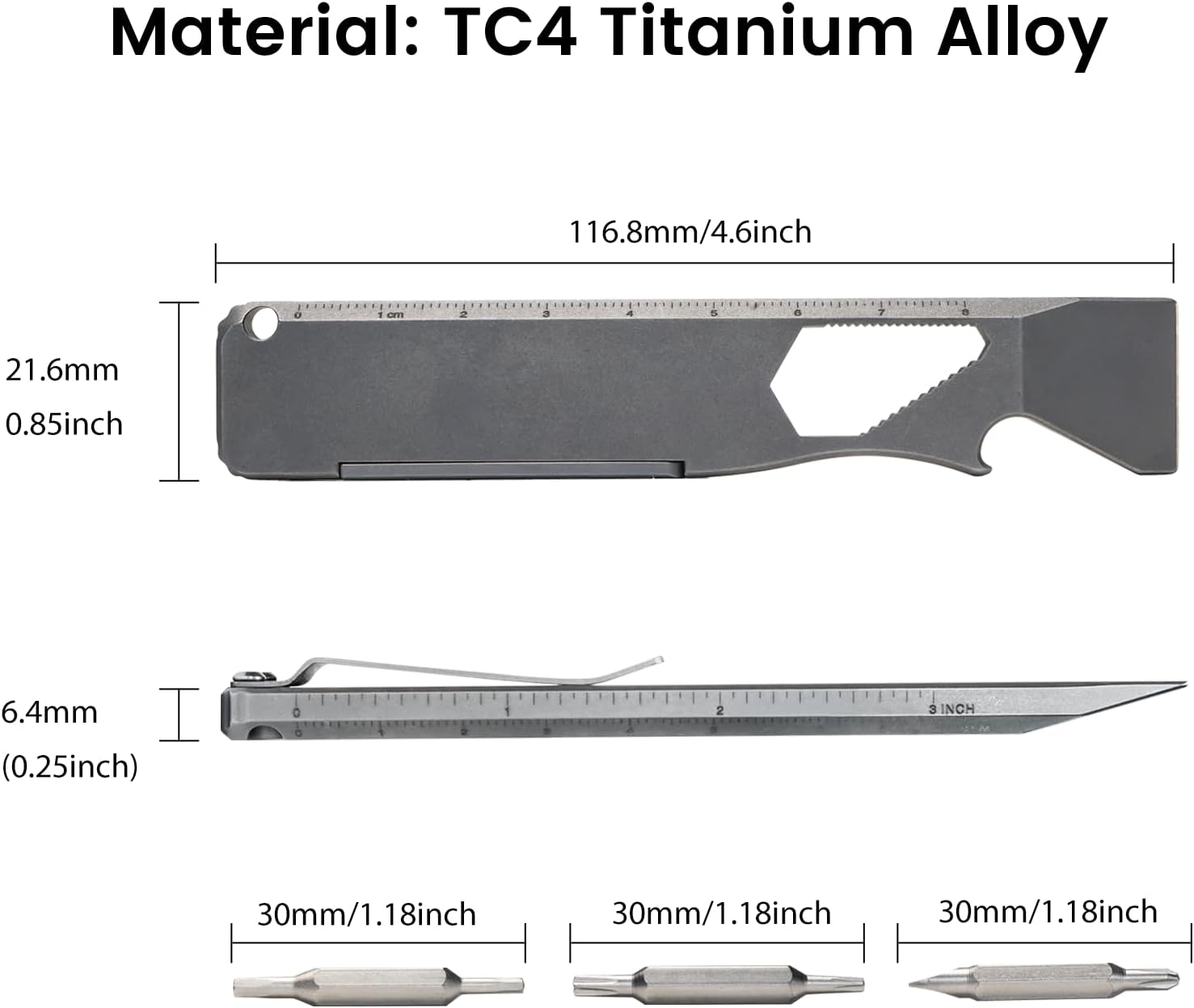 Opry Titanium EDC Pry Bar Multitool with Bottle Opener | Titanium Pry Tool with Bottle Opener, Hex Wrench