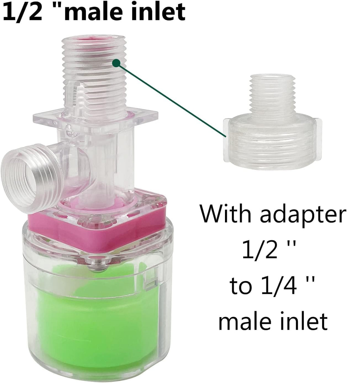 Transparency Water Float Valve, Water Level Control Water Tank Traditional Float Valve Upgrade (1/2” to 1/4“ UP)