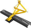 3 Point 60 Inch Landscape Rock Rake Tractor Attachment for Soil Gravel Lawn Leveling Debris Cleanup Heavy Duty Alloy