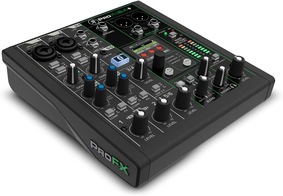 ProFX6v3+ 6-Channel Professional Analog Mixer with USB, Onyx Mic Preamps, GigFX Effects Engine, and Bluetooth | Onyx