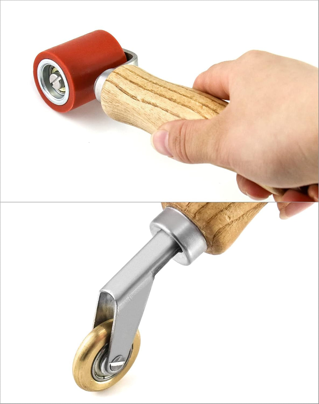 Seam Roller, 40mm Silicone Seam Roller with 6mm Brass Detail Penny Roller, Smoothing Seam Roller Tool for