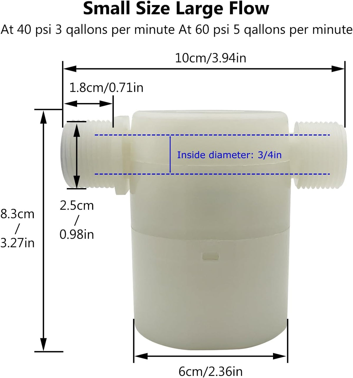 Water Float Valve, Water Level Control Water Tank Traditional Float Valve Upgrade 2 PCS(3/4", side inlet)