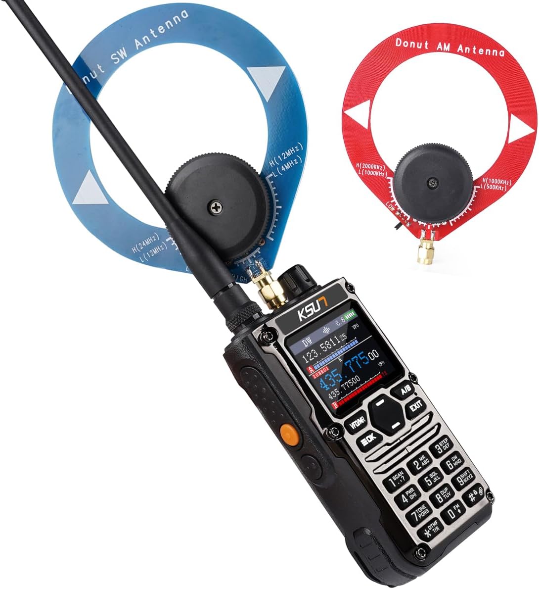 Handheld Ham Radio CB SSB HF Portable Radios Smart APP Programming Screen with Blue/Red Shortwave Antenna for Hiking