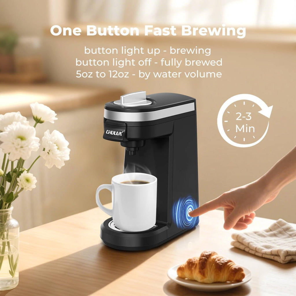 Mini Single Serve Coffee Maker for K Pod, Brew Up to 12oz Cup, Black | Fast-Heating Boiler System, Single Cup
