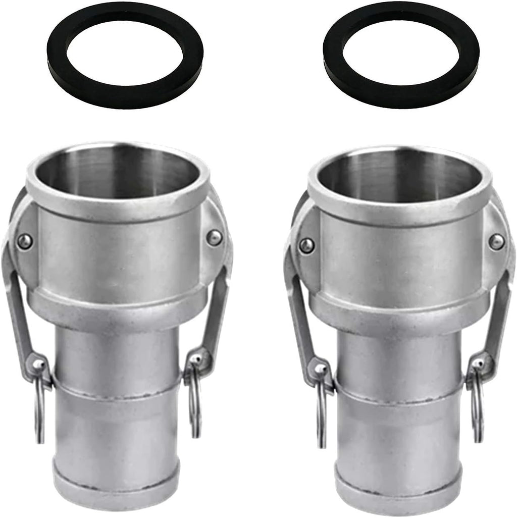 2PCS Global Type C Cam and Groove Hose Fitting, Socket x Hose ID Barbed, with 2 PCS Camlock Gasket Fitting(1")