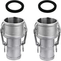 2PCS Global Type C Cam and Groove Hose Fitting, Socket x Hose ID Barbed, with 2 PCS Camlock Gasket Fitting(1")
