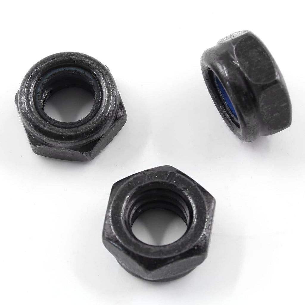 BokWin M3 x 0.5mm Nylon Insert Hex Lock Nuts, 50PCS, Black Zinc Plated