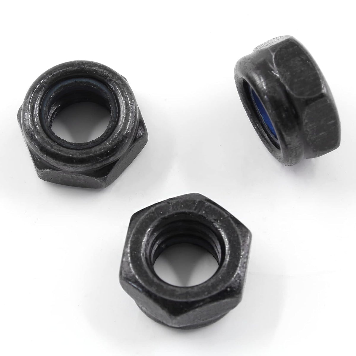 BokWin M3 x 0.5mm Nylon Insert Hex Lock Nuts, 50PCS, Black Zinc Plated