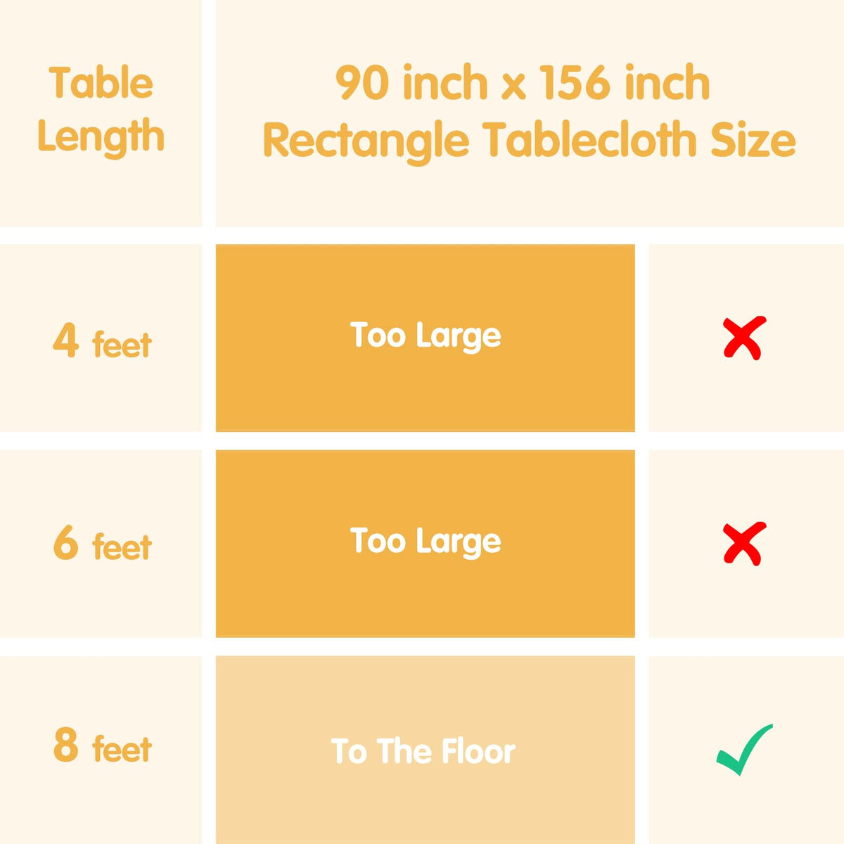 4 Pack Ivory Tablecloths 90x156 Inch for 8ft Rectangle Tables