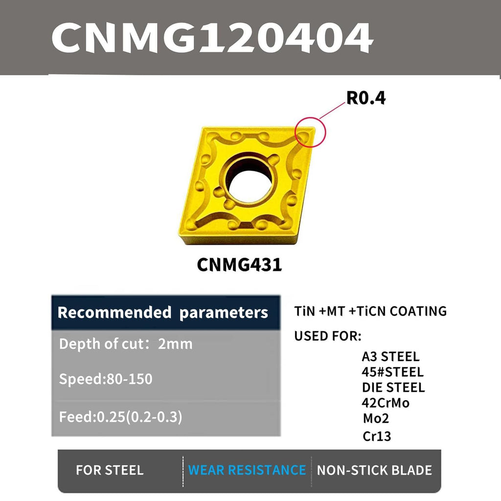 CNMG431CNMG120404 External Carbide Turning Inserts for Steel Semi-Finishing