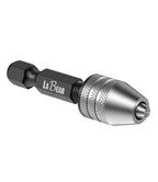 Keyless Mini Drill Chuck Adapter, 1/4" Hex Shank, 0.3-3.2mm