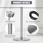 4Pcs Museum Short Stanchions 50 Feet Crowd Control Barrier (Silver)