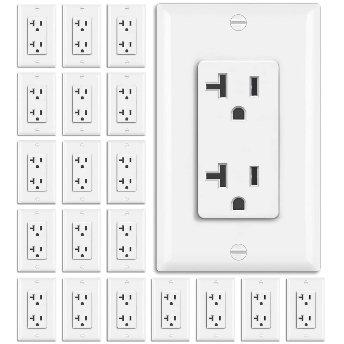 BESTTEN 20 Pack 20 Amp Decorator Receptacle, Electrical Wall Outlet