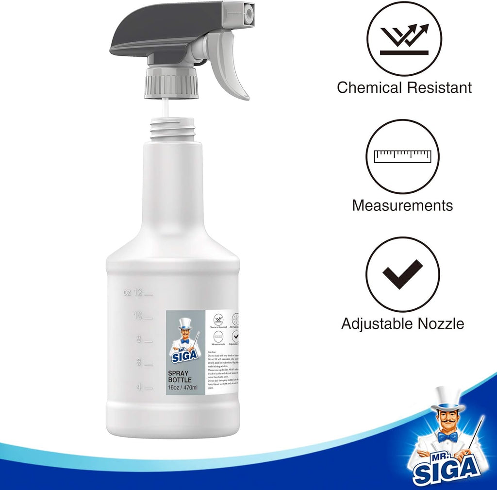 16 oz Empty Plastic Spray Bottles for Cleaning Solutions, Heavy Duty Household Reusable Spray Bottles with