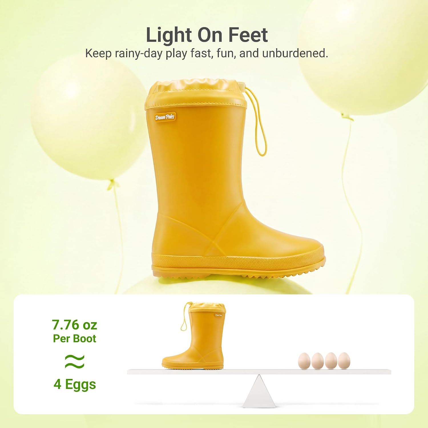 Kids Waterproof Fleece Lined Rain Boots | Lightweight,Non-Slip Outsole,Easy-On,Outdoor Rainy Play,Unisex Boys Girls