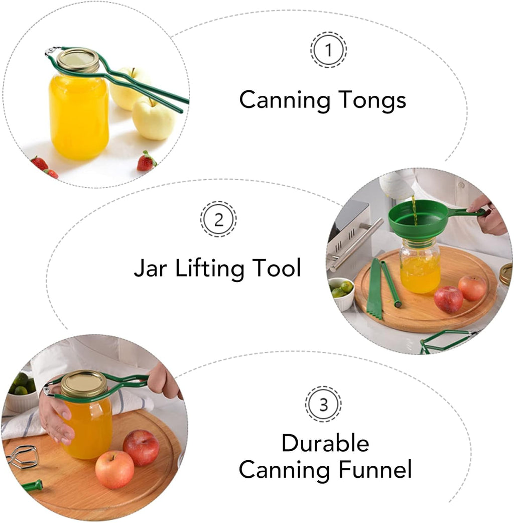 6 Piece Canning Kit - Stainless Steel Canning Funnel, Tong, Bubble Popper, Jar Wrench, Lifter, Magnetic Lid Lifter
