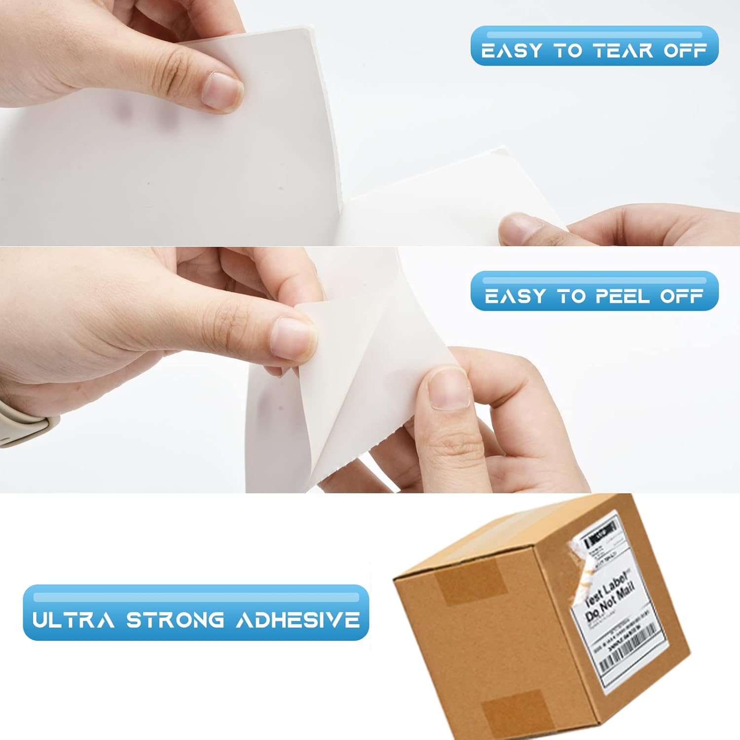 4x6 Thermal Shipping Labels - 2 Rolls of 250, Perforated & Smudge-Proof Direct Thermal Labels Compatible with Rollo