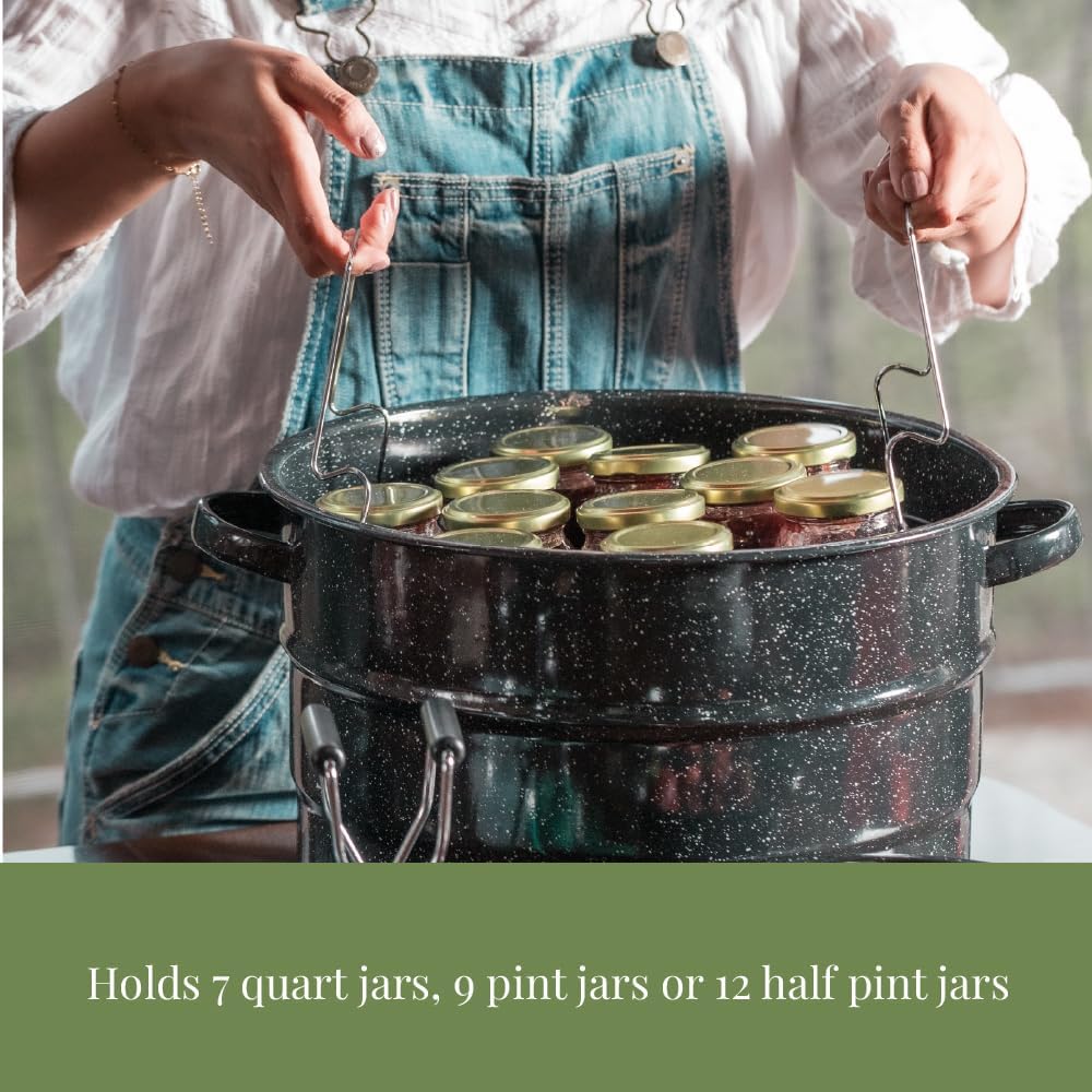 Canning Pot with Rack - 8 Piece Set Enamelware Water bath canner - Canning Starter Kit