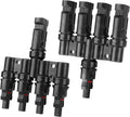 Solar T-Branch Connectors 4 to 1 Solar Panel Parallel Adapter,1Pair | Solar Y Splitter,Quick-Connect, 1 M to 4 F and
