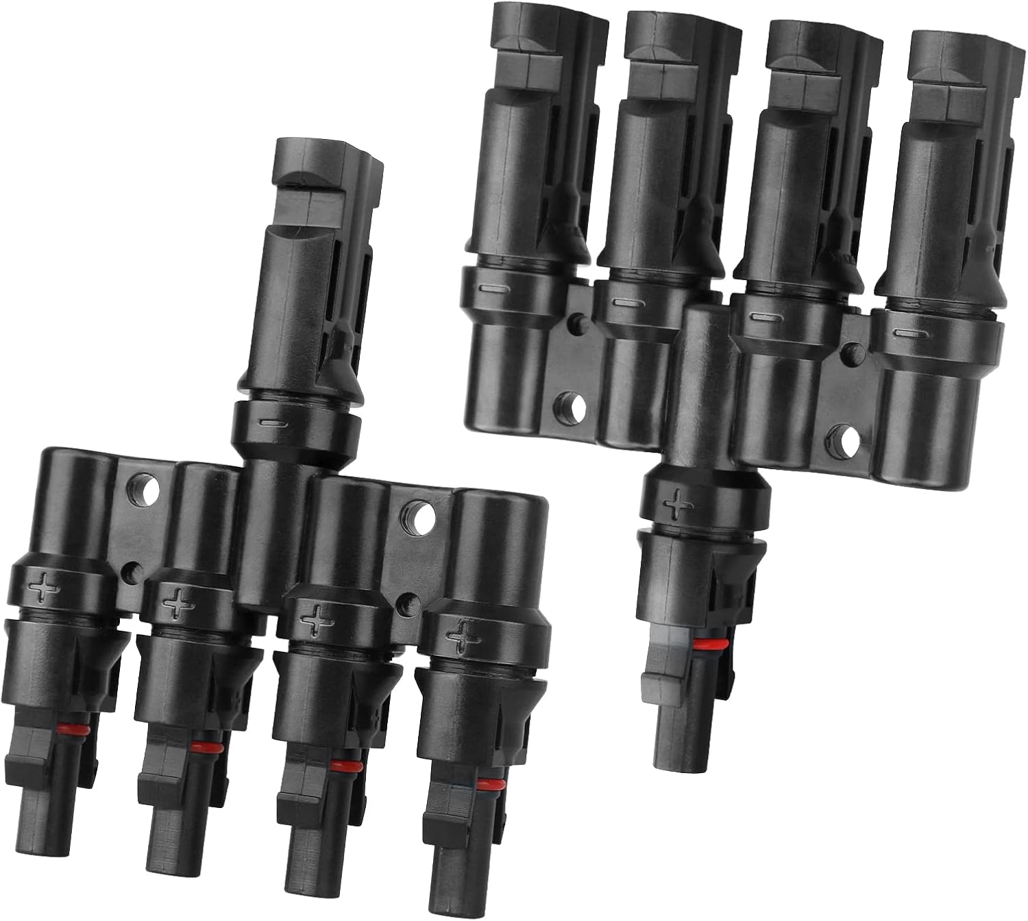 Solar T-Branch Connectors 4 to 1 Solar Panel Parallel Adapter,1Pair | Solar Y Splitter,Quick-Connect, 1 M to 4 F and