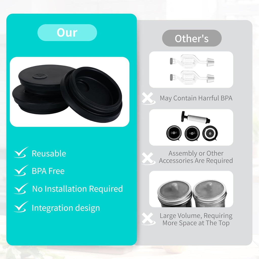 Silicone Fermenting Lids Waterless Airlock Fermentation Tops Wide Mouth Fermenter Caps for Pickles, Kimchi and
