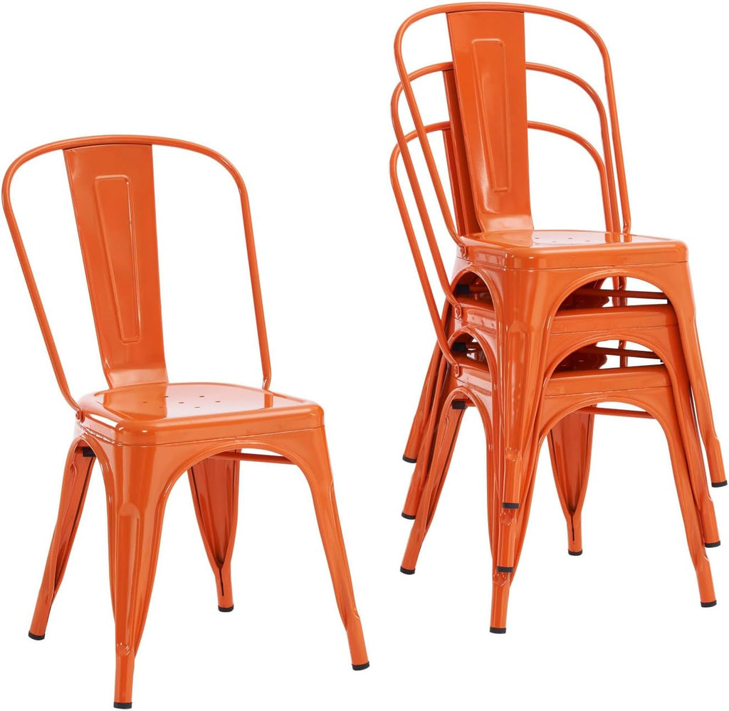Metal Dining Chair Farmhouse Tolix Style for Kitchen Dining Room Café Restaurant Bistro Patio, 18 Inch, Stackable