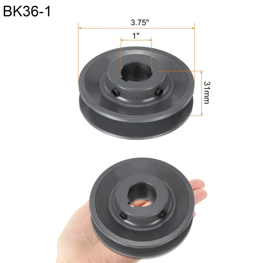 uxcell BK36-1 V-Belt Sheave 1" Bore, 3.75" OD, Single Groove Web Sheave