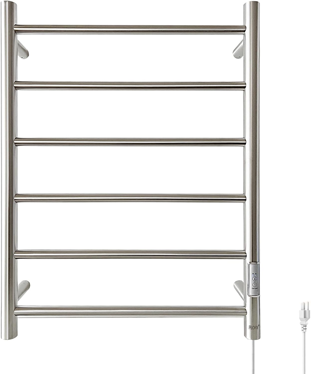 6 Bar Towel Warmer for Bathroom, Wall Mounted Heated Towel Rack, Nickel | Built-in 2/4H Timer, IPX4 Waterproof