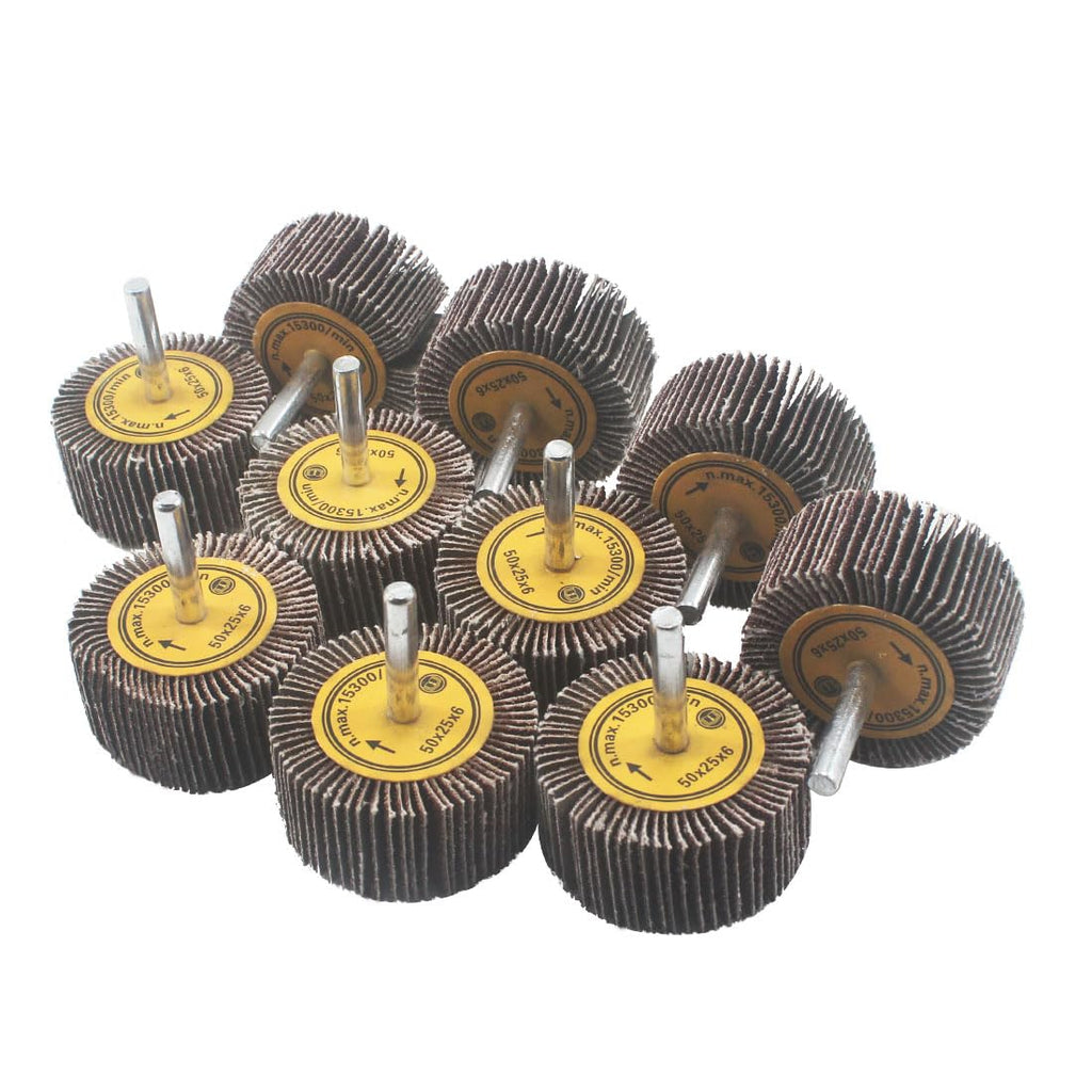 10 Pcs 1/4'' Shank 80 Grit 50mm Flap Wheels