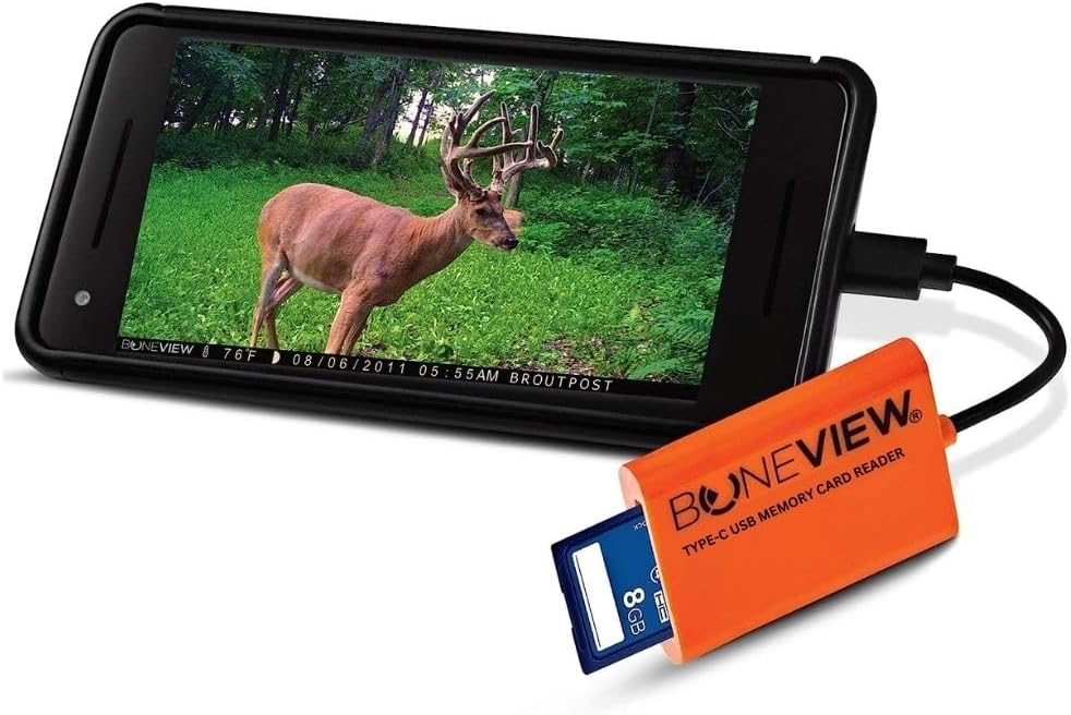 SD Card Reader for Android - Type C USB Trail Camera Viewer by BoneView - Backup Play Save and Share Deer Hunting
