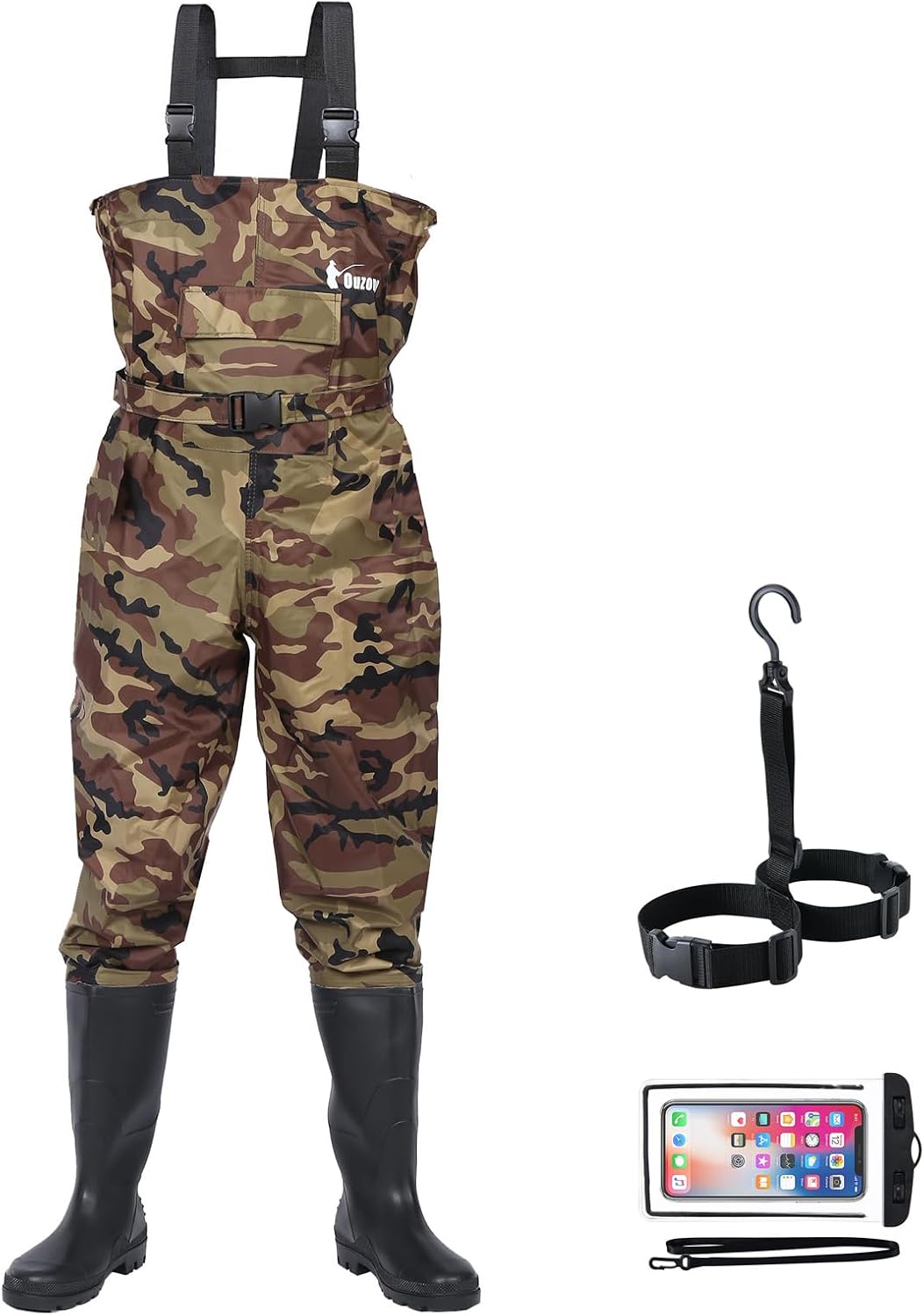 Bootfoot Fishing Chest Waders for Men Women with Boots 2-Ply Nylon/PVC Waterproof Hunting Waders with Boots Hanger